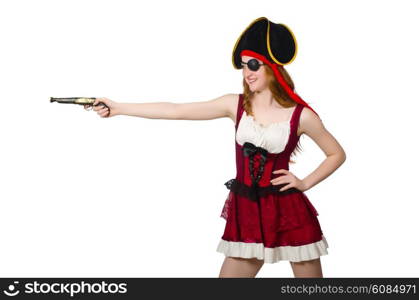 Woman pirate isolated on white