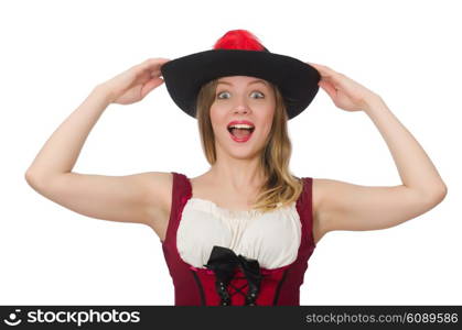 Woman pirate isolated on white