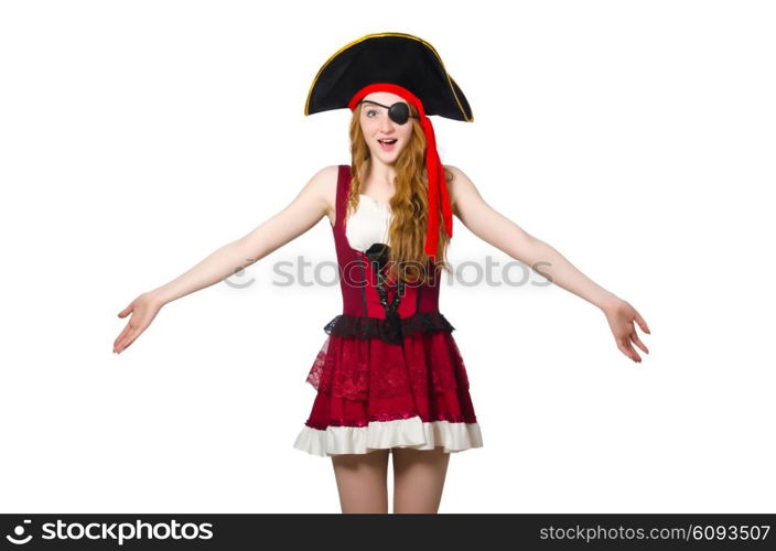 Woman pirate isolated on white