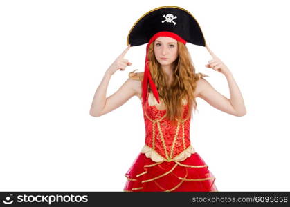 Woman pirate isolated on white