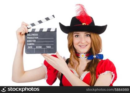 Woman pirate with movie board