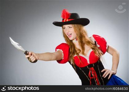 Woman pirate with sharp knife