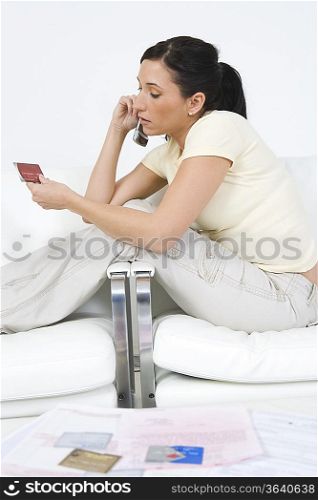 Woman Placing Order on Cell Phone