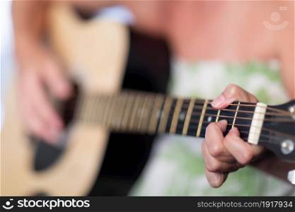 Woman Playing Acoustic Guitar Abstract.