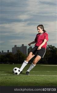 Woman playing football