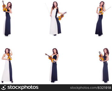 Woman playing violin isolated on white background. The woman playing violin isolated on white background