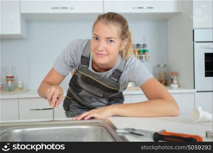 woman plumber posing