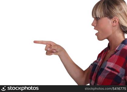 Woman pointing at something