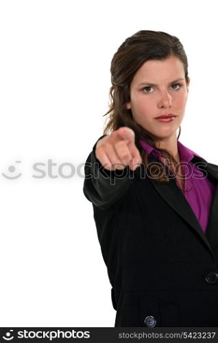 woman pointing at you