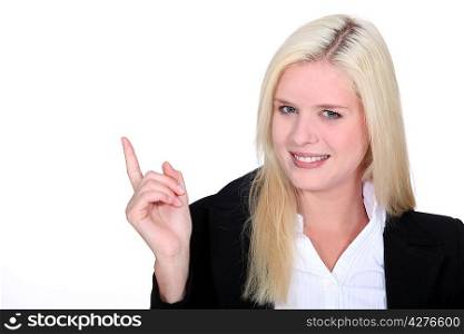 Woman pointing her finger