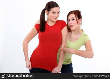 Woman pointing shirt