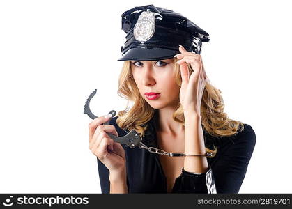 Woman police in the concept