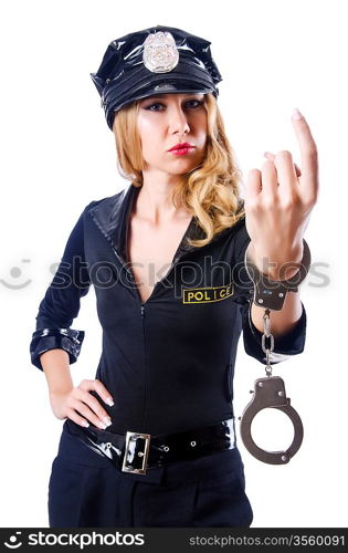 Woman police in the concept