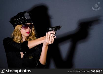 Woman police in the concept