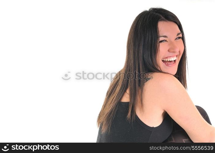 woman portrait isolated one happy smile face