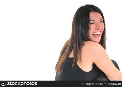 woman portrait isolated one happy smile face
