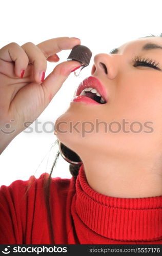 woman portrait isolated one happy smile face