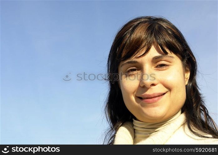 woman portrait with the sky as background
