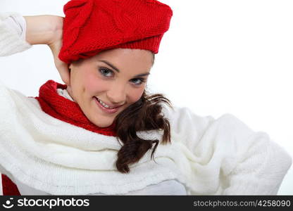 Woman posing in stylish knitwear