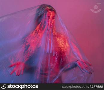 woman posing with plastic foil 11