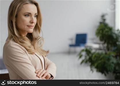 woman posing work with copy space