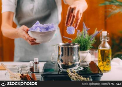 Woman Preparing Homemade Soap