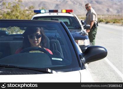 Woman Pulling Over for a Cop