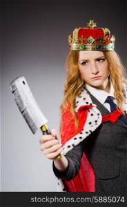 Woman queen businesswoman with axe