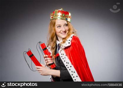 Woman queen businesswoman with dynamite