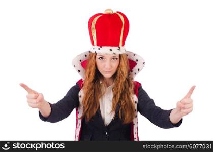 Woman queen isolated on the white background