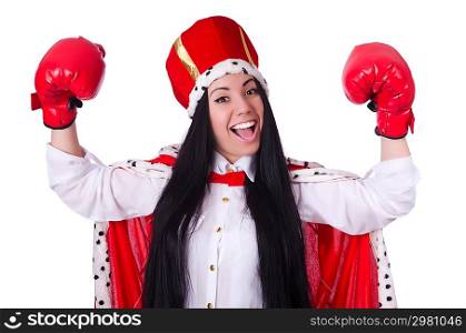 Woman queen with boxing gloves