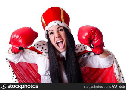 Woman queen with boxing gloves