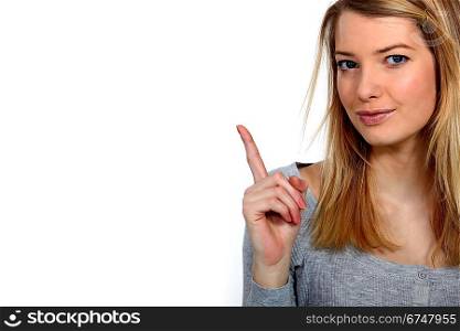 Woman raising her finger
