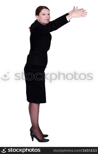 woman raising her hands