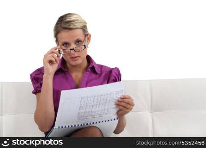 Woman reading a report