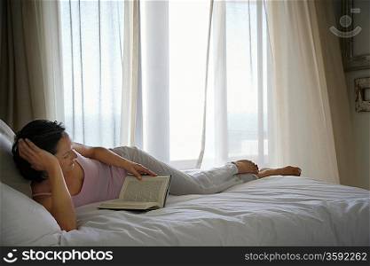 Woman Reading in Bed