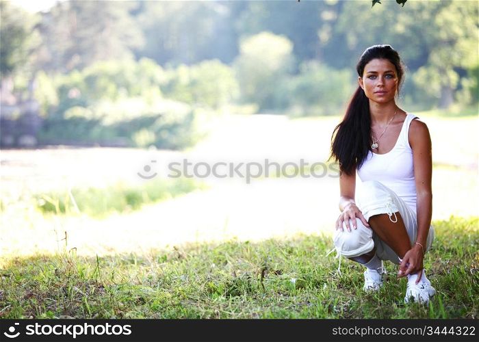woman ready to runing in park