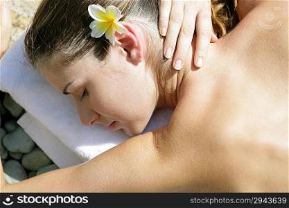 Woman receiving body care