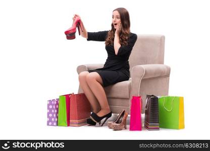 Woman receiving new shoes as present