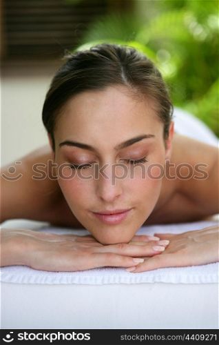 Woman relaxing at the spa