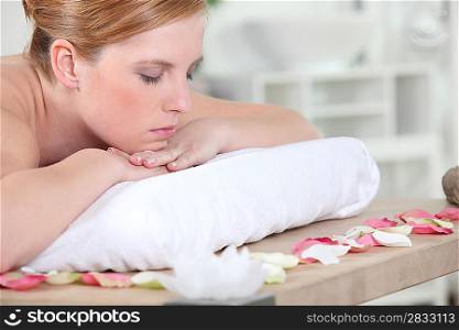 Woman relaxing having a massage