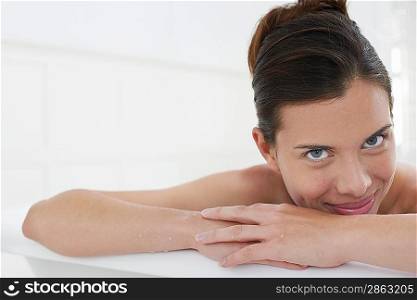 Woman Relaxing in Bathtub