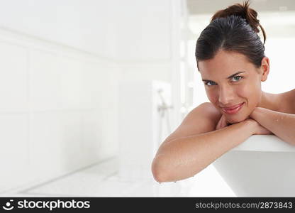 Woman Relaxing in Bathtub