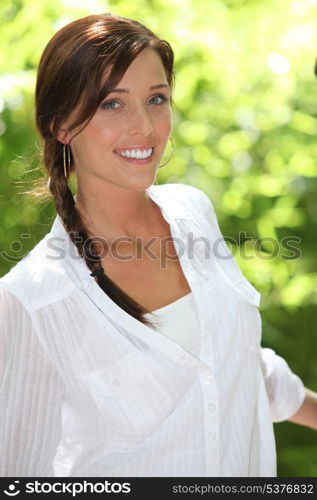 Woman relaxing in garden