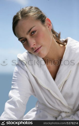 woman relaxing near the sea