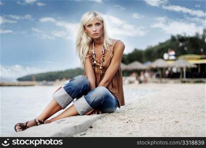 woman relaxing on a beautiful beach