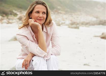 Woman Relaxing on Beach
