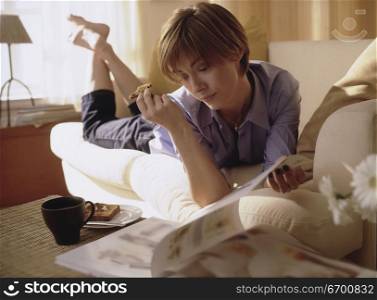 woman relaxing on settee