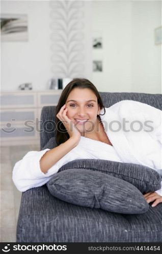 woman relaxing on the couch
