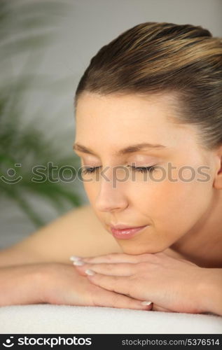 woman relaxing on the massage table